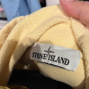 Stone Island 100% Cotton Yellow Fleece Hoodie Size XL with Logo Badge