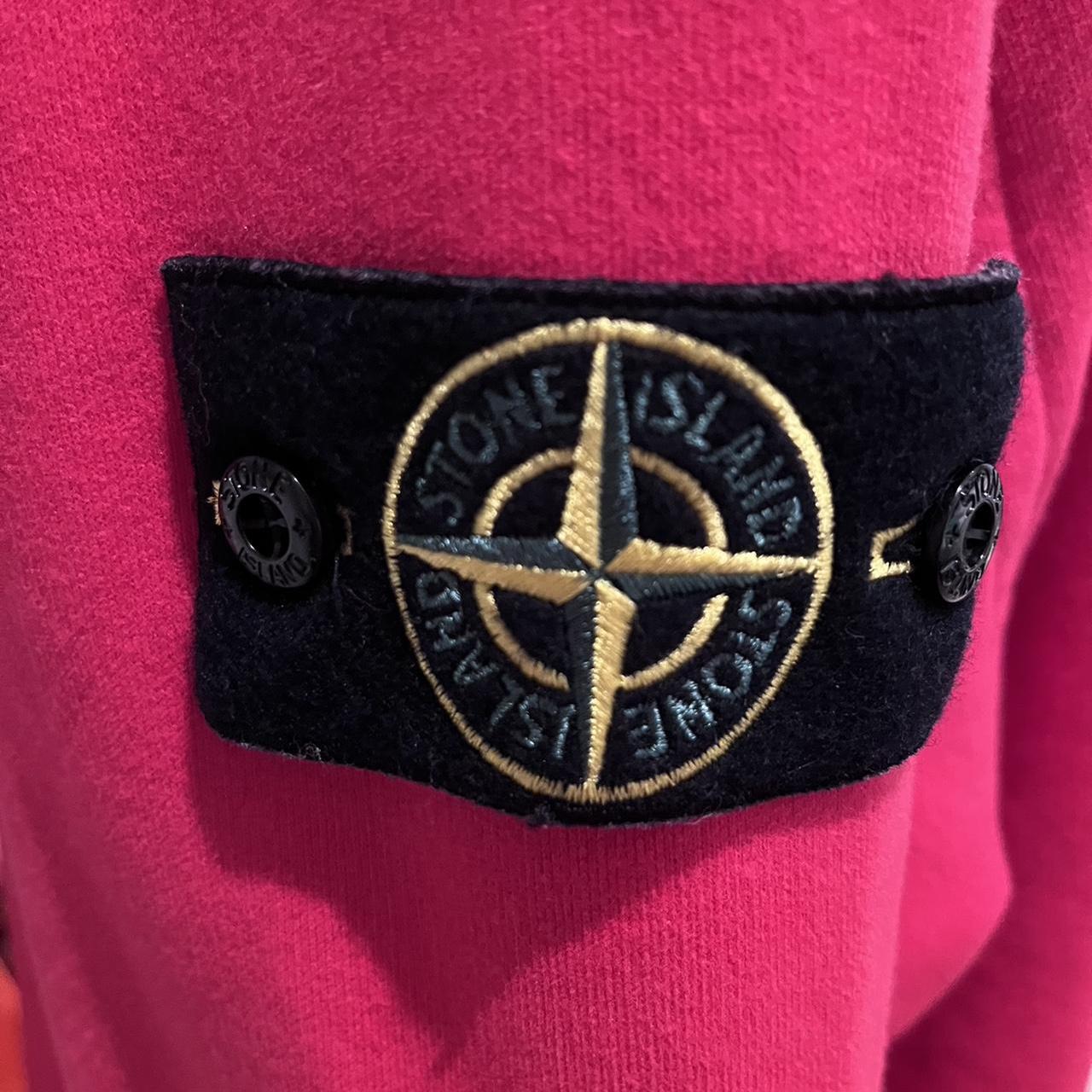 Stone Island Red 100% Cotton Fleece Sweater Size XL with Logo Badge