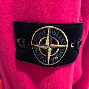 Stone Island Red 100% Cotton Fleece Sweater Size XL with Logo Badge