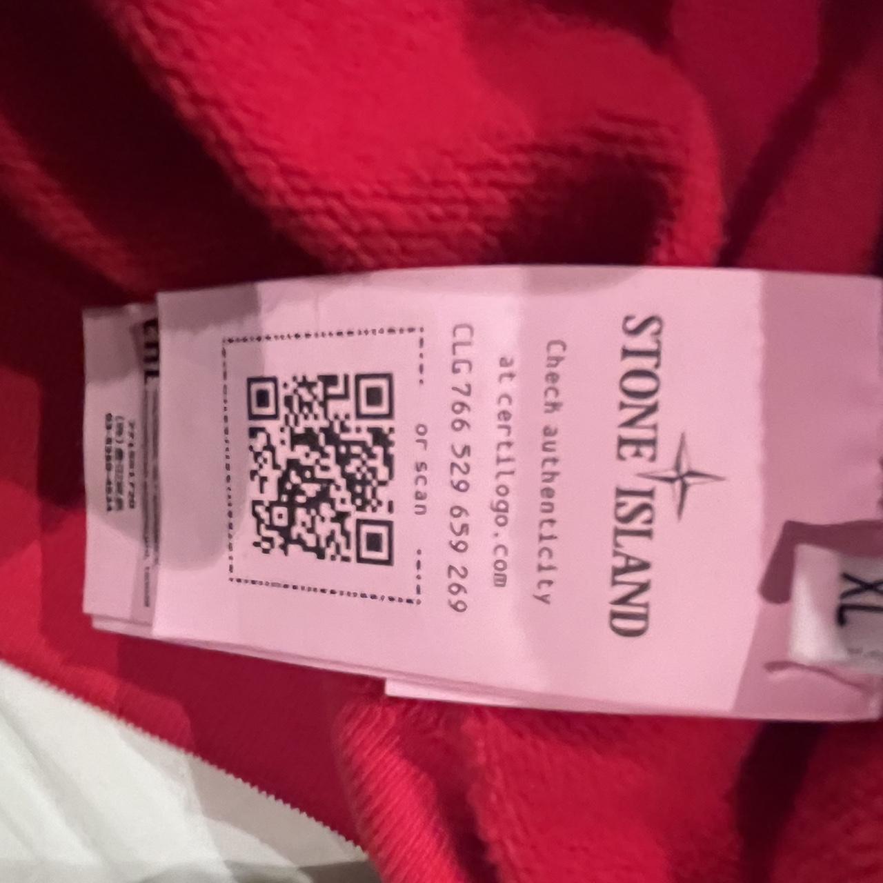Stone Island Red 100% Cotton Fleece Sweater Size XL with Logo Badge