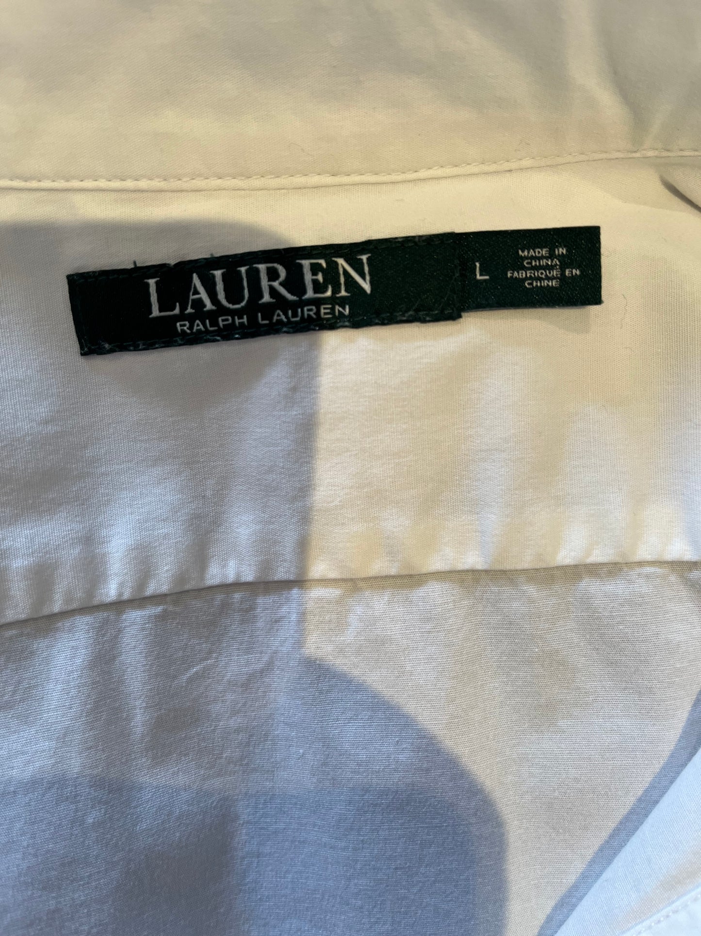 Ralph Lauren Women’s 100% Cotton Gold Logo Embroidered Shirt Size L Slim Fit