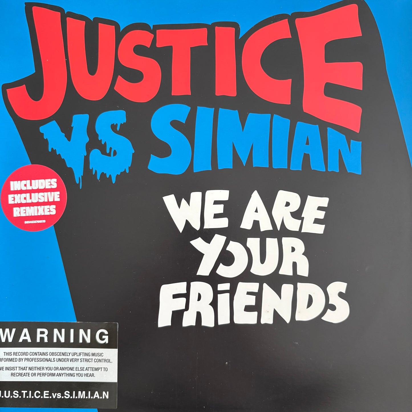 Justice Vs Simian “We Are Your Friends” 3 Track 12inch Vinyl