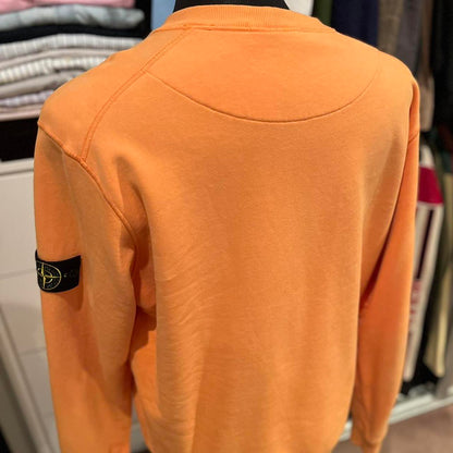 Stone Island Orange 100% Cotton Fleece Sweater Size XL