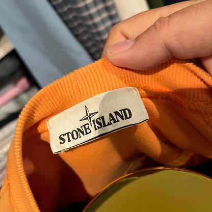 Stone Island Orange 100% Cotton Fleece Sweater Size XL