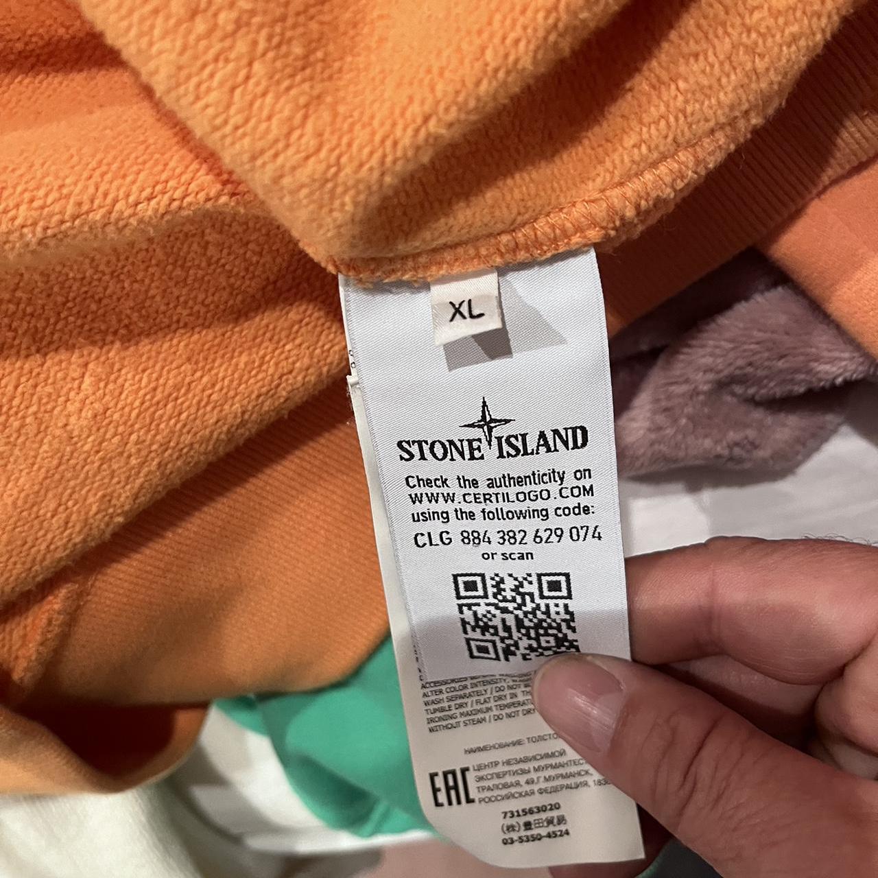 Stone Island Orange 100% Cotton Fleece Sweater Size XL