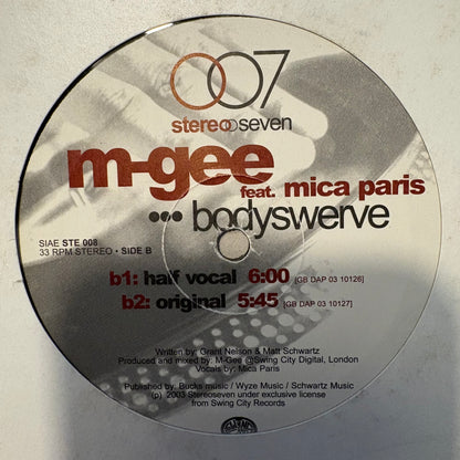 M-Gee Feat Mica Paris “Bodyswerve” 4 Version 12inch Vinyl Record