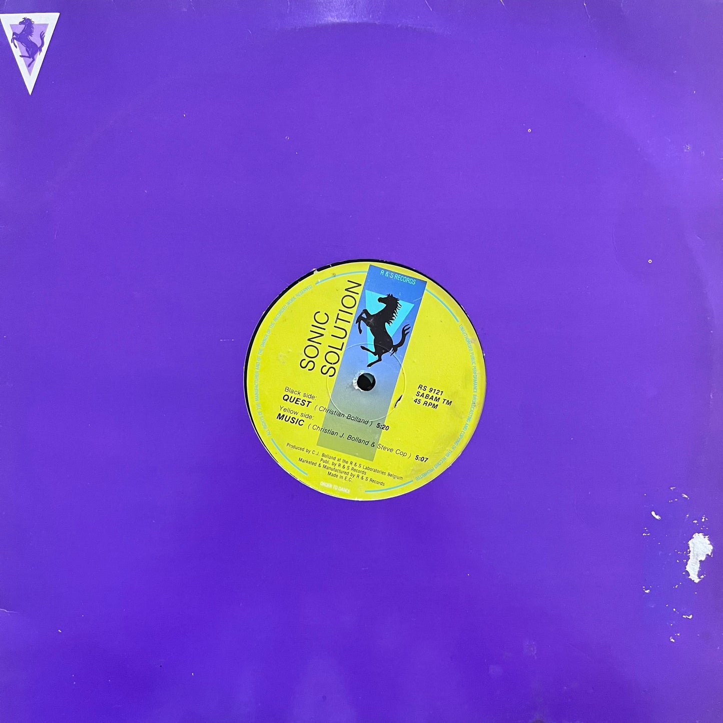 Sonic Solution “Music” / “Quest” 2 Track 12inch Vinyl Record on R&S Records