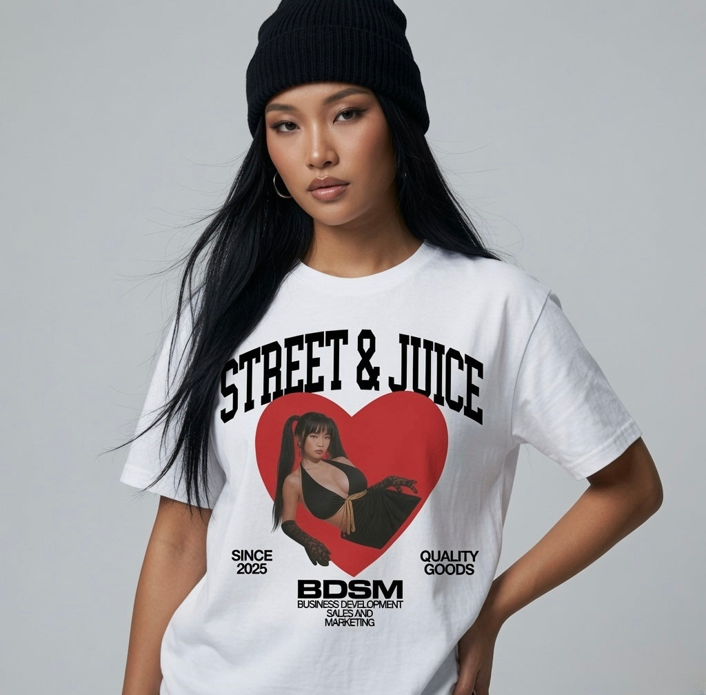 Street & Juice ‘BDSM’ 100% Heavyweight White Cotton Graphic Tee