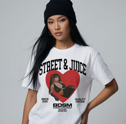 Street & Juice ‘BDSM’ 100% Heavyweight White Cotton Graphic Tee
