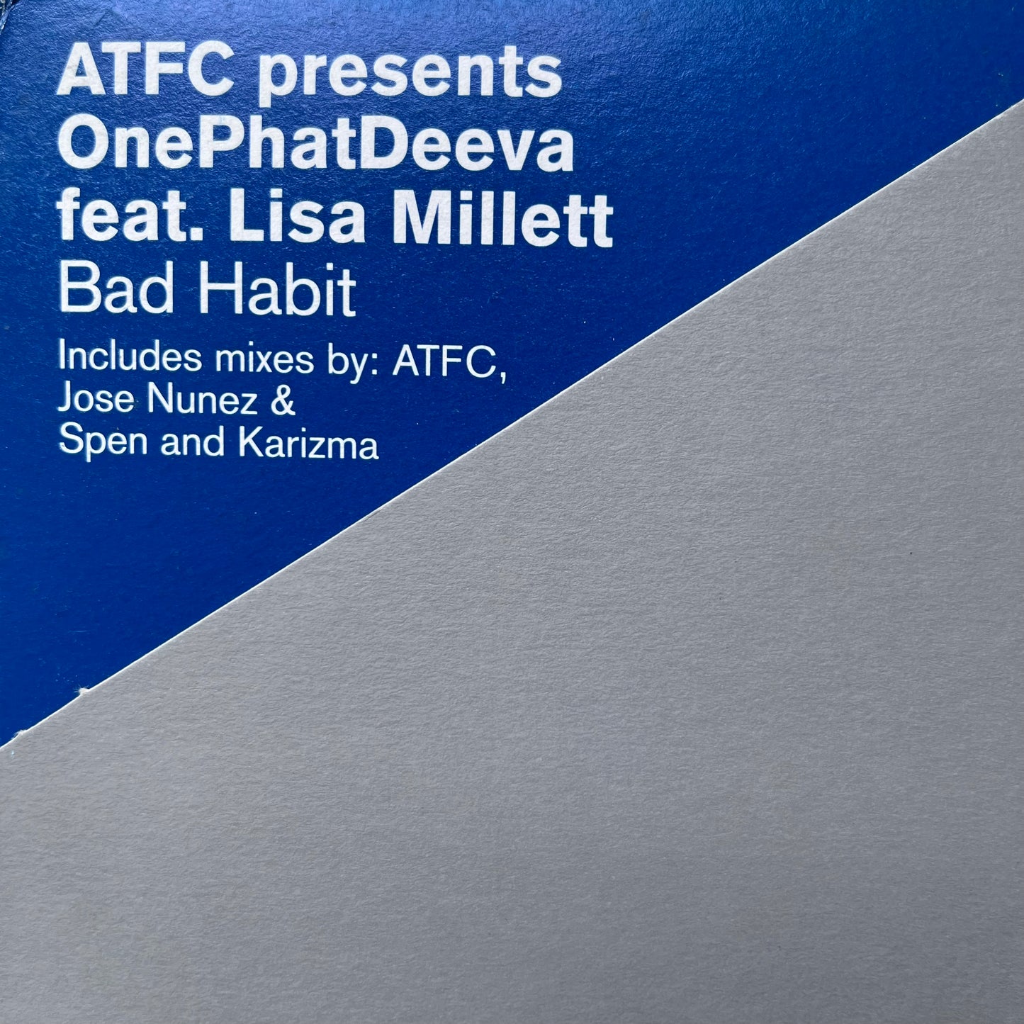 ATFC Presents OnePhatDeeva Feat Lisa Millett “Bad Habit” 3 Track 12inch Vinyl Record on Defected Records