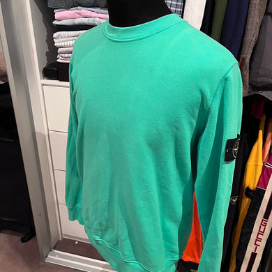 Stone Island Mint Green Fleece Sweater Size XL with Logo Badge
