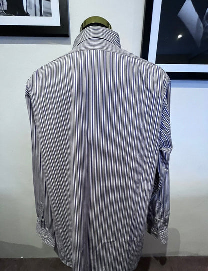 Ralph Lauren 100% Cotton Purple White Stripe Dress Shirt Size XXL Custom Fit