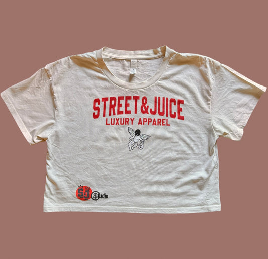 Street & Juice “Bad Bitch” Women’s Cotton Cream Crop Top Tee