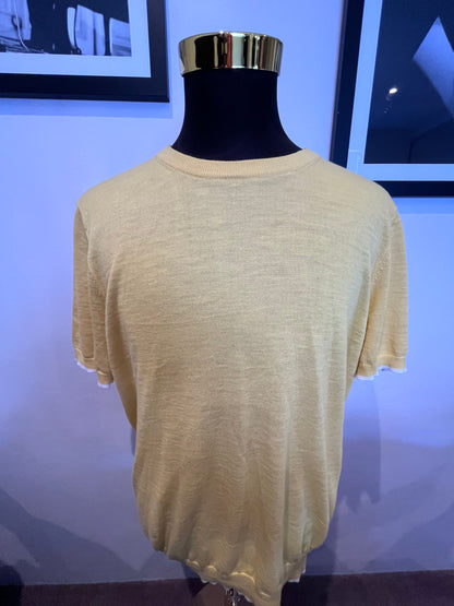 Boss Hugo Boss 100% Cotton Yellow light knit Tee Size XL