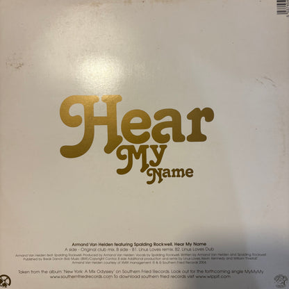 Armand Van Helden “Hear My Name” Feat Spalding Rockwell 3 Version 12inch Vinyl Record