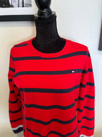 Tommy Hilfiger 100% Cotton Women’s Red Striped Knit Sized Large