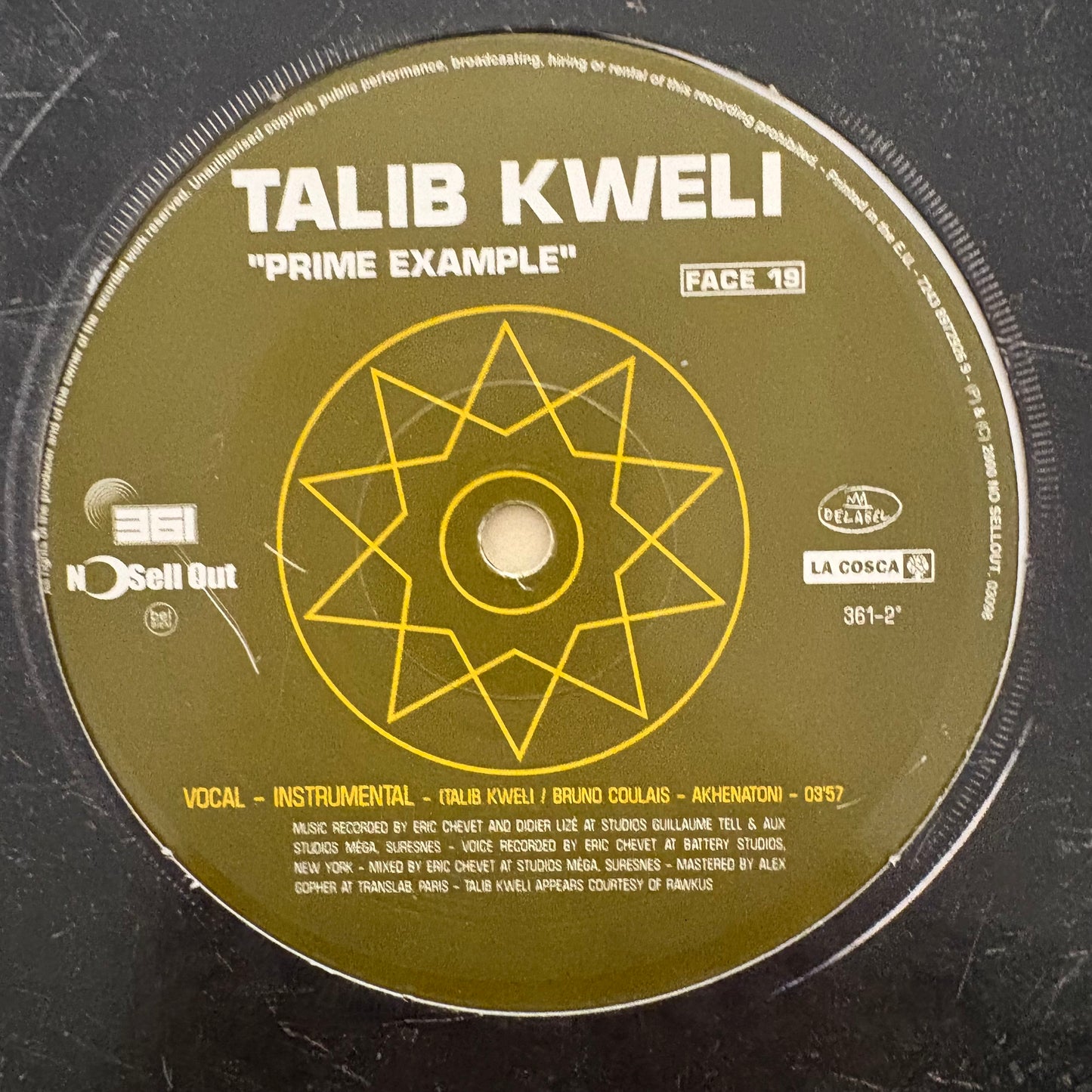 Talib Kweli “Prime Example” 2 Track 12inch vinyl record