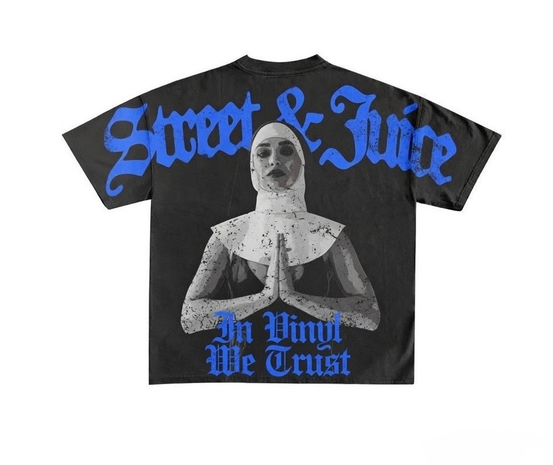 Street & Juice ‘In Vinyl We Trust, 100% Cotton Black Tee