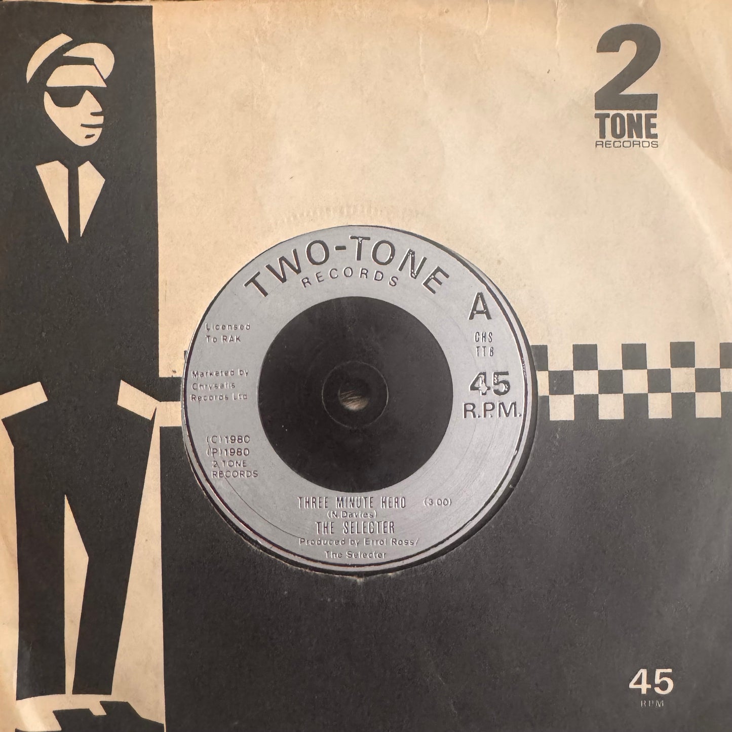 The Selector “Three Minute Hero” 2 Track 7inch Vinyl 2 Tone Records 1980