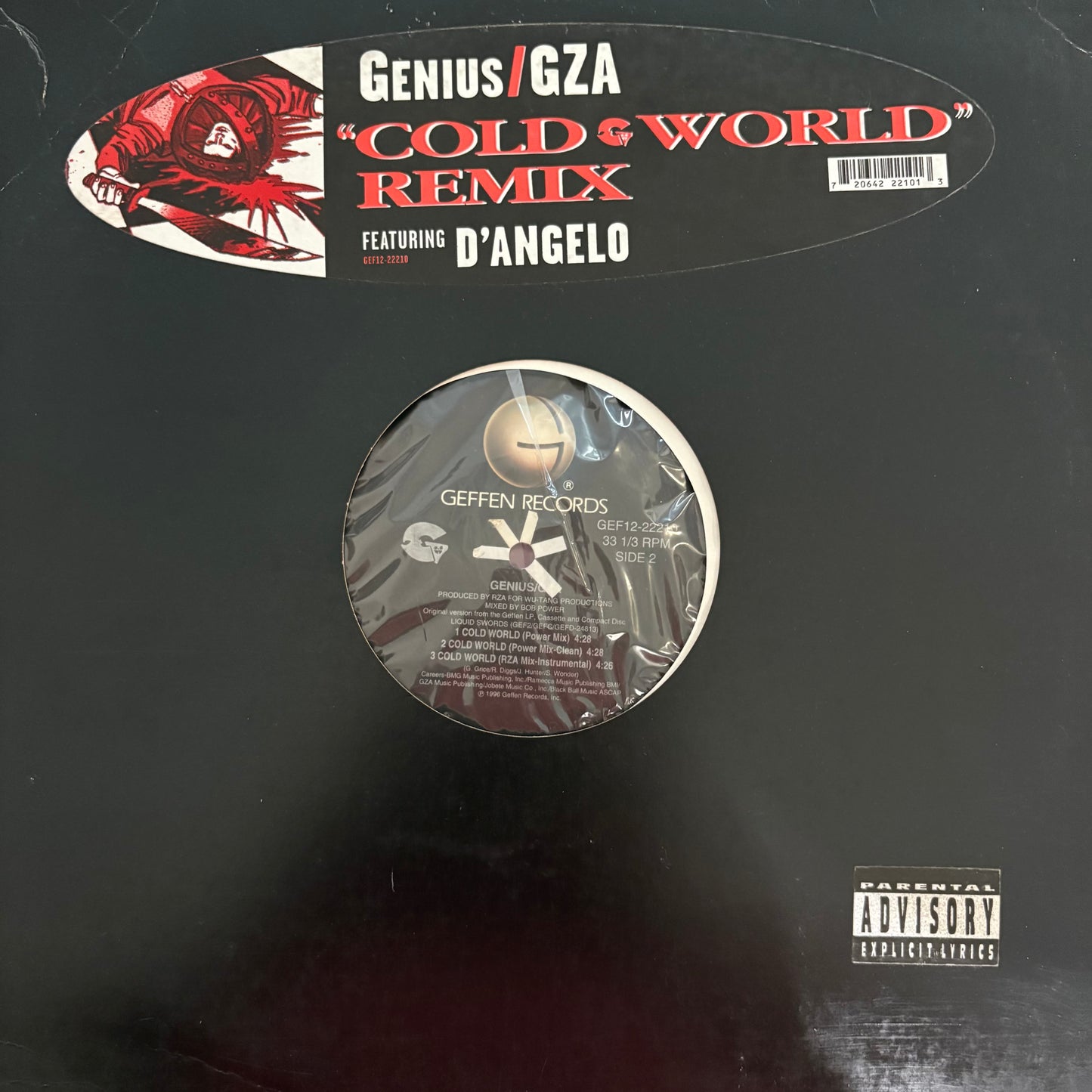 Genius/GZA “Cold World” Ft D’Angelo 5 version 12inch vinyl record