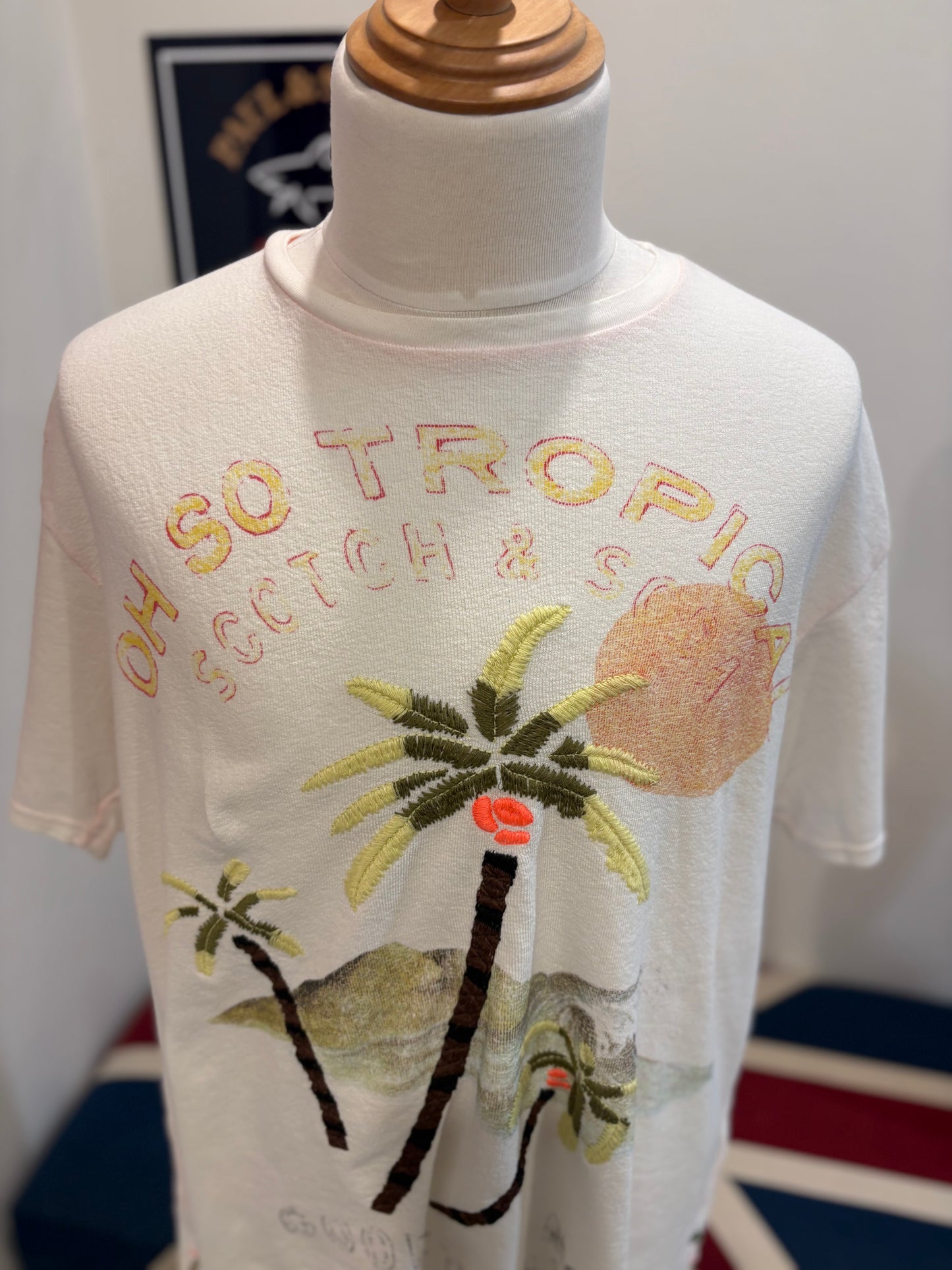 Scotch & Soda 100% Cotton Cream Chest Logo Tee