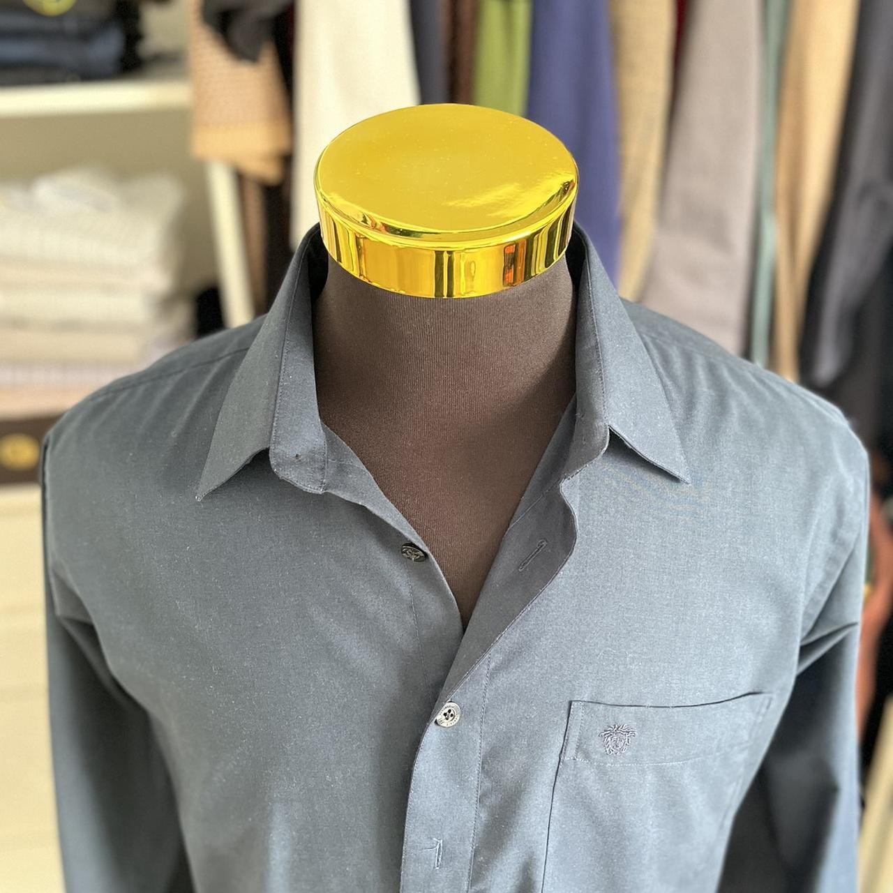 Versace 100% Cotton Black Shirt Size Medium 16.5/35 Made In Italy