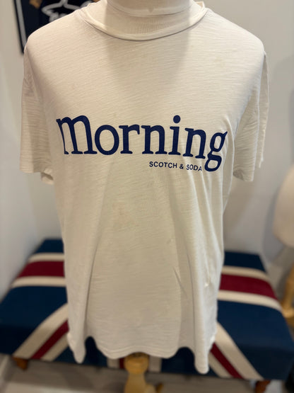 Scotch & Soda 100% Cotton White Chest Logo Tee