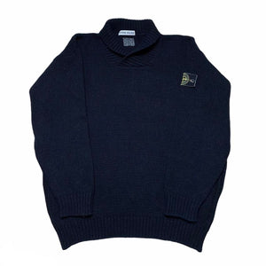Stone Island Vintage AW1992 Black Wool Turtle Neck Sweater complete with Green Edged Badge size XL
