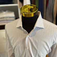 Load image into Gallery viewer, Ermenegildo Zegna 100% Cotton Blue Purple Stripe Business Shirt Size XL 46/18 Double Cuff Made in Italy