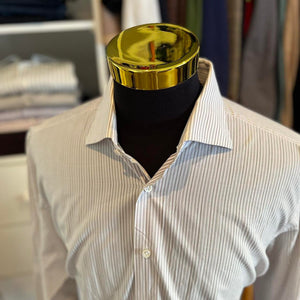 Ermenegildo Zegna 100% Cotton Blue Purple Stripe Business Shirt Size XL 46/18 Double Cuff Made in Italy
