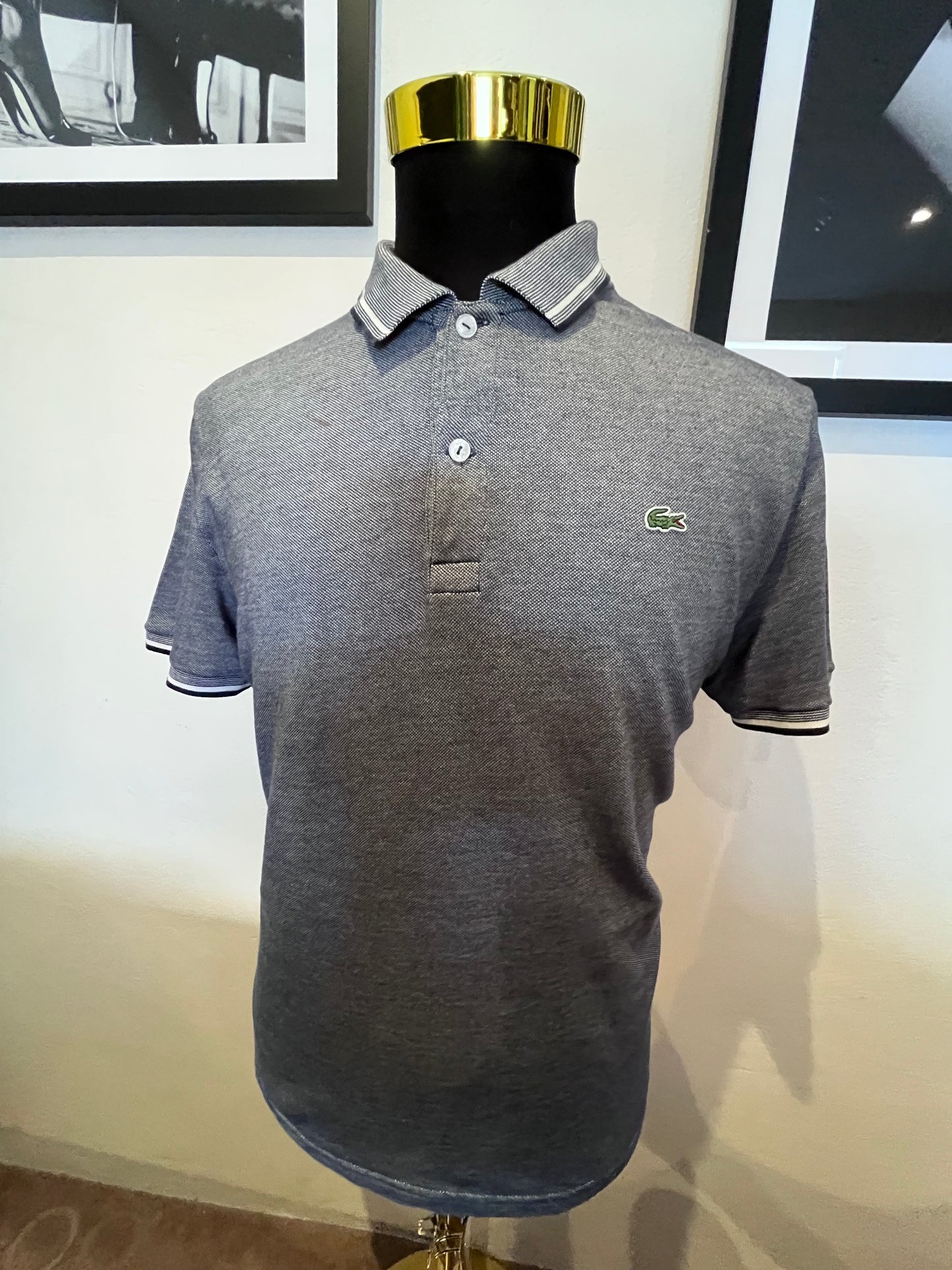 Lacoste 100% Grey Polo Shirt Size US Large Regular Fit Made in France Fits like a medium