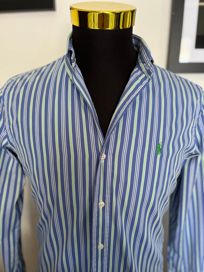 Ralph Lauren 100% Cotton Blue Green Button Down Shirt Size S Classic Fit, Fits Small to Medium