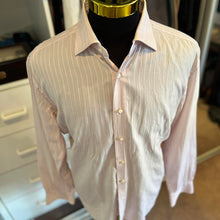 Load image into Gallery viewer, Ermenegildo Zegna 100% Cotton Pink White Stripe Business Shirt Size XL 44/17.5 French Cuff Made in Switzerland