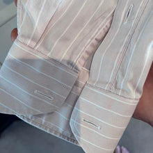 Load image into Gallery viewer, Ermenegildo Zegna 100% Cotton Pink White Stripe Business Shirt Size XL 44/17.5 French Cuff Made in Switzerland