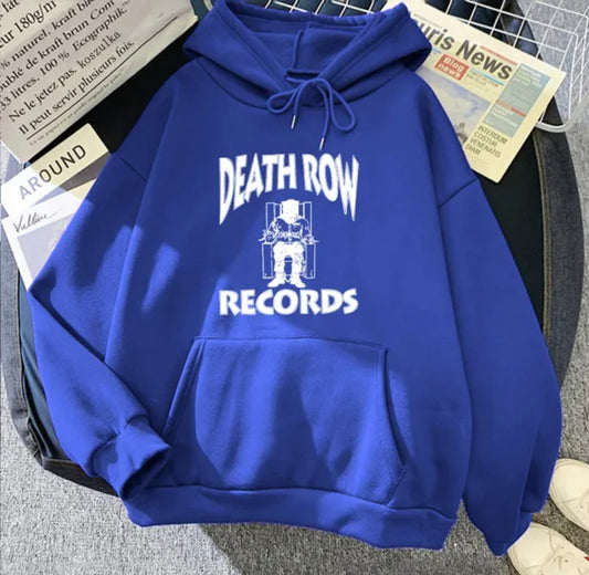 Death Row 100% Cotton Royal Blue Draw String Hoodie Size Large 2pac Snoop Dogg West Coast