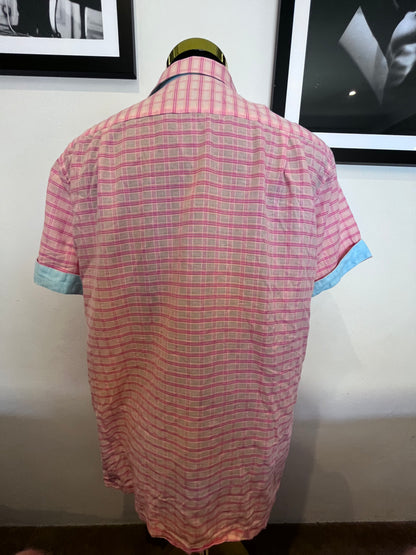 Scotch & Soda Linen Orange Beach Shirt Size XL Logo Embroidered