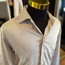 Load image into Gallery viewer, Armani, Armani Collezioni 100% Cotton Brown and White Stripe Business Shirt Size XL 45/18 with Double Cuff Made In Italy