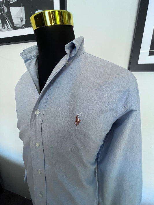 Ralph Lauren 100% Cotton Blue Button Down Shirt Size L Classic Fit, 15/34
