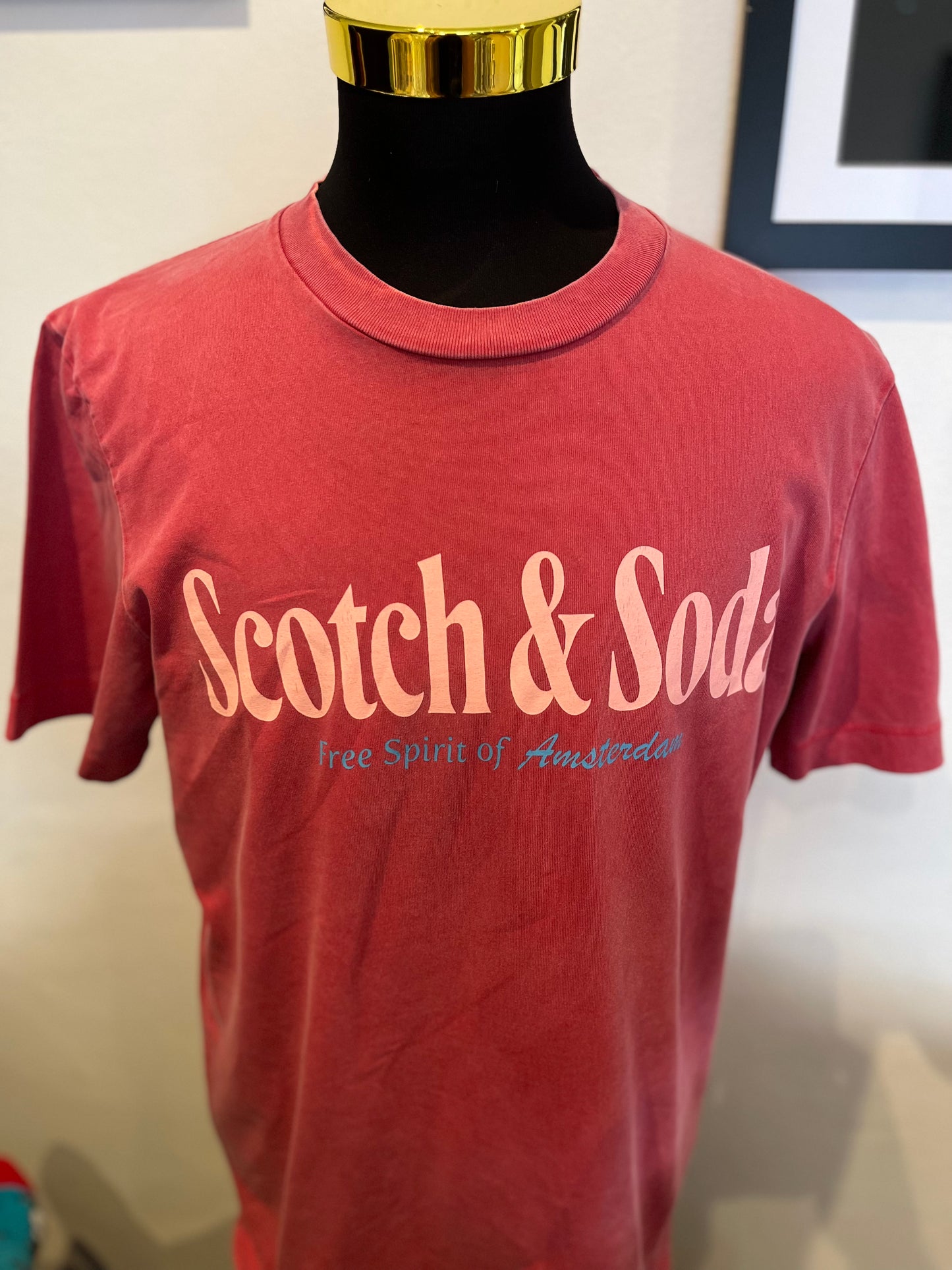 Scotch & Soda 100% Cotton Red T Shirt Regular Fit Size XL