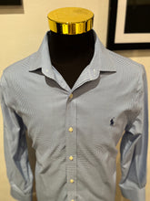Load image into Gallery viewer, Ralph Lauren 100% Stretch Cotton Slim Fit Blue Check Shirt Size Large