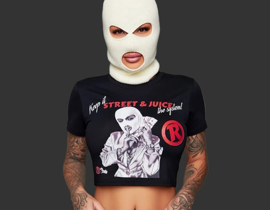 Street & Juice “Cash Girl” Black Crop Top Cotton Women’s Tee