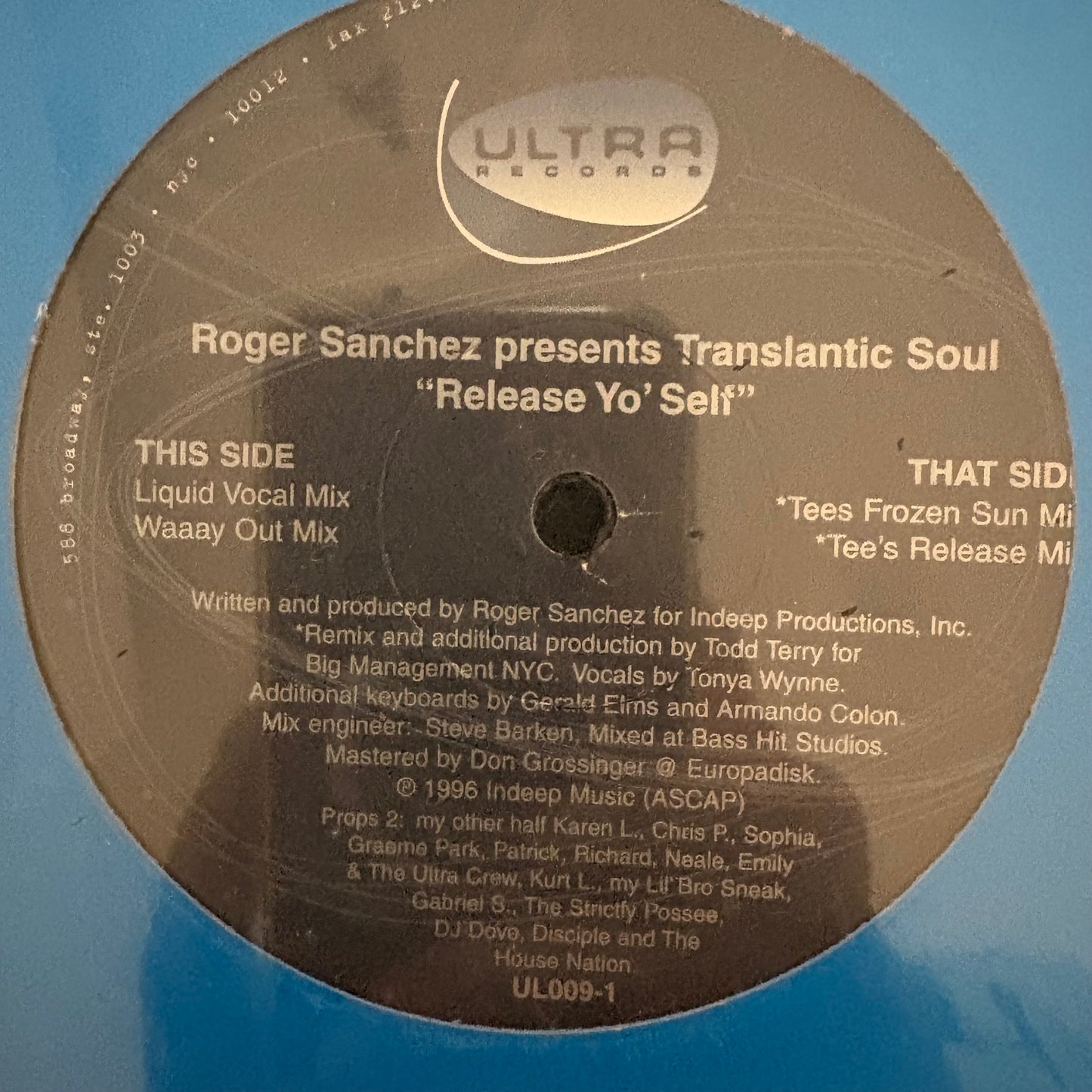 Roger Sanchez Presents Translantic Soul “Release Yo’ Self” 4 Version 12inch vinyl record
