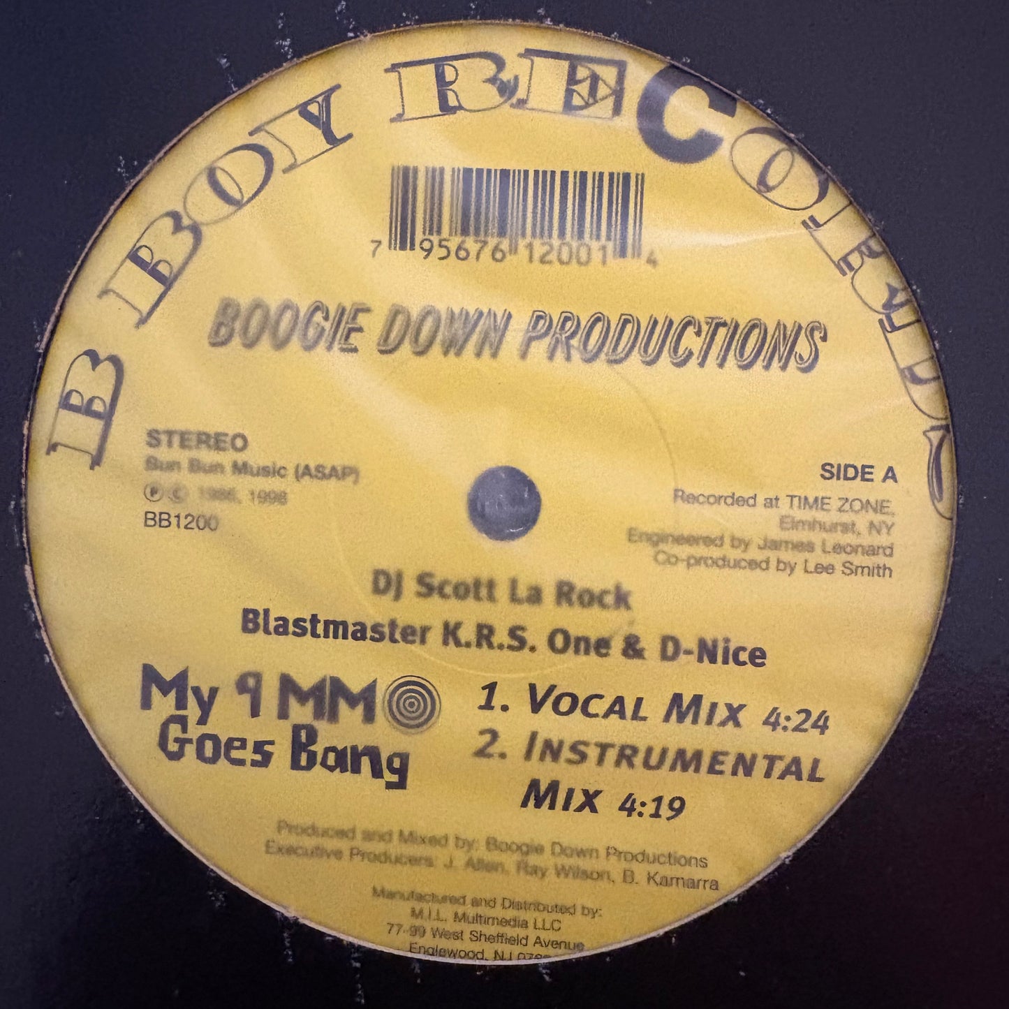 Boogie Down Productions “My 9mm Goes Bang” / “Criminal Minded” 4 Version 12inch vinyl record