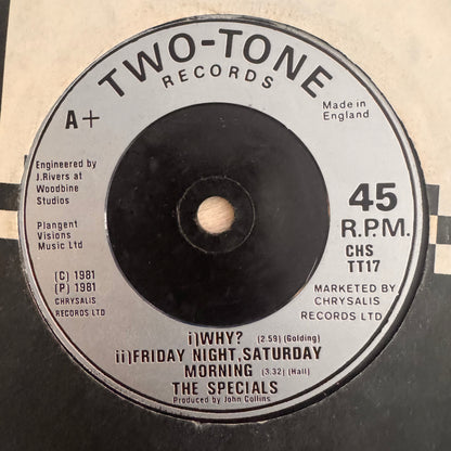 The Specials “Ghost Town” 3 Track 7inch Vinyl 2 Tone Records 1980