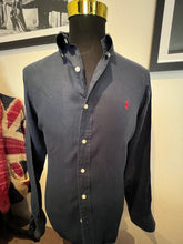 Load image into Gallery viewer, Ralph Lauren 100% Linen Navy Blue Shirt Size Large