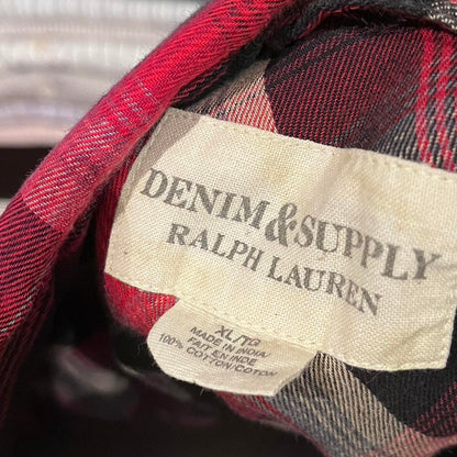 Ralph Lauren Denim & Supply 100% Cotton Red / Black Check Size Large