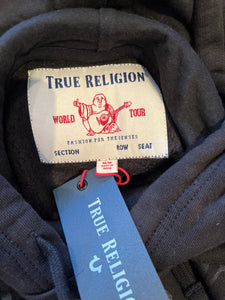 True Religion 100% Cotton Logo Print Black Hoodie Size M BNWT