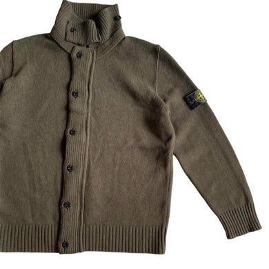 Stone Island Vintage Brown / Olive cardigan Made In Italy complete with Green Edged Badge size XXL fits more like a Large to XL