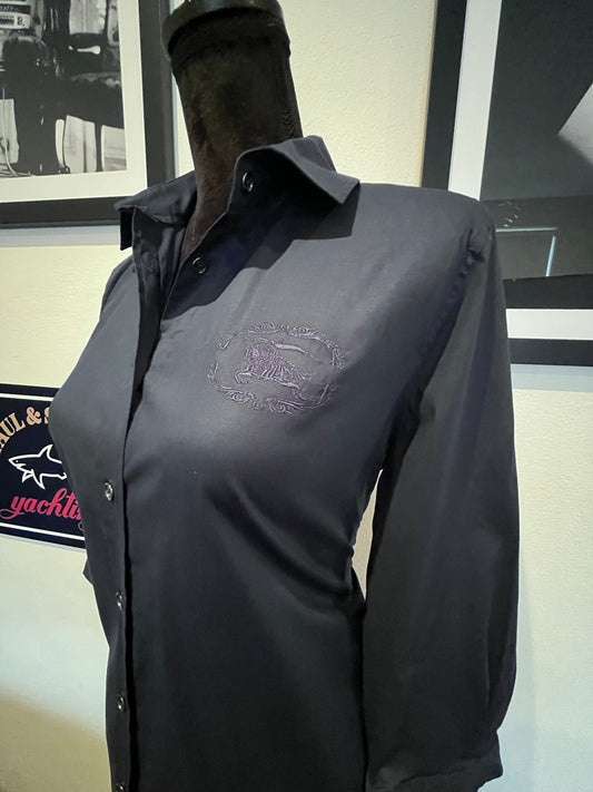 Burberry 100% Cotton Women’s Blue Shirt Size Medium Slim Fit
