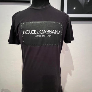 Dolce & Gabbana 100% Cotton Black Logo Print Tee Size Medium Made in Italy